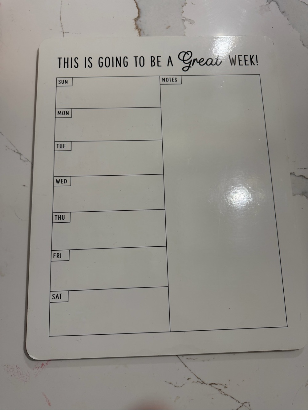 Weekly Dry Erase Planner - White